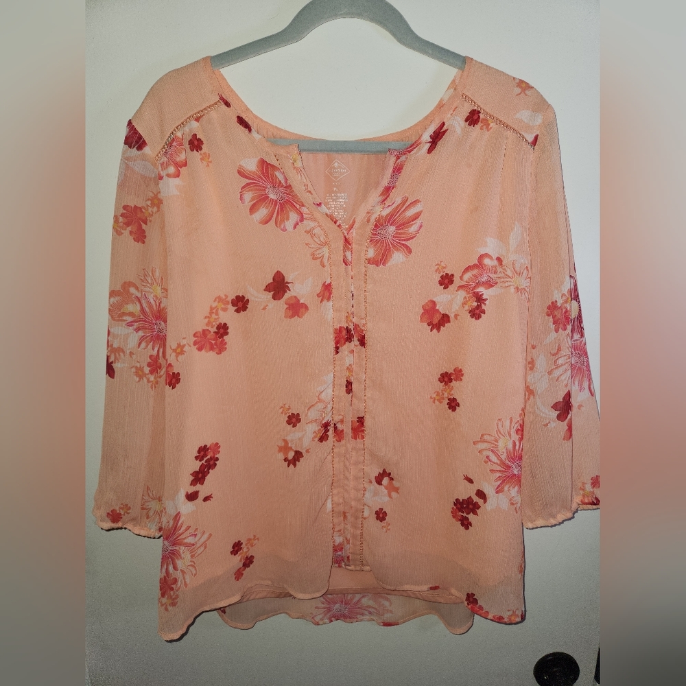 St John's Bay Pink Floral Blouse PL